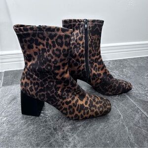 NIB Anthropologie Silent D Cabana Leopard Print Ankle Boots Size 38 7/7.8